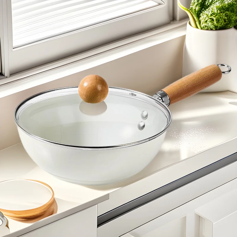 

Ceramic crystal flat bottom non-stick wok household instant noodle pot high value milk pot induction cooker gas stove universal