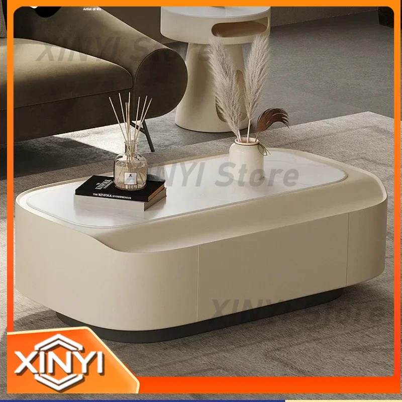 Stone Plate Light Luxury Square Tea Table for Living Room Small Apartment Modern Simple Negotiation Table for XZ1CXH
