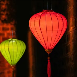 Solid Color Vintage Mid-autumn Silk Lanterns Japan Chinese Vietnam Lantern Floral Pattern Lantern for Festival Party Outdoor