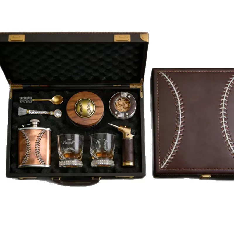 Cricket whiskey smoked set, smoked flip with handle packaging box, high-end wallet smoked gift box set