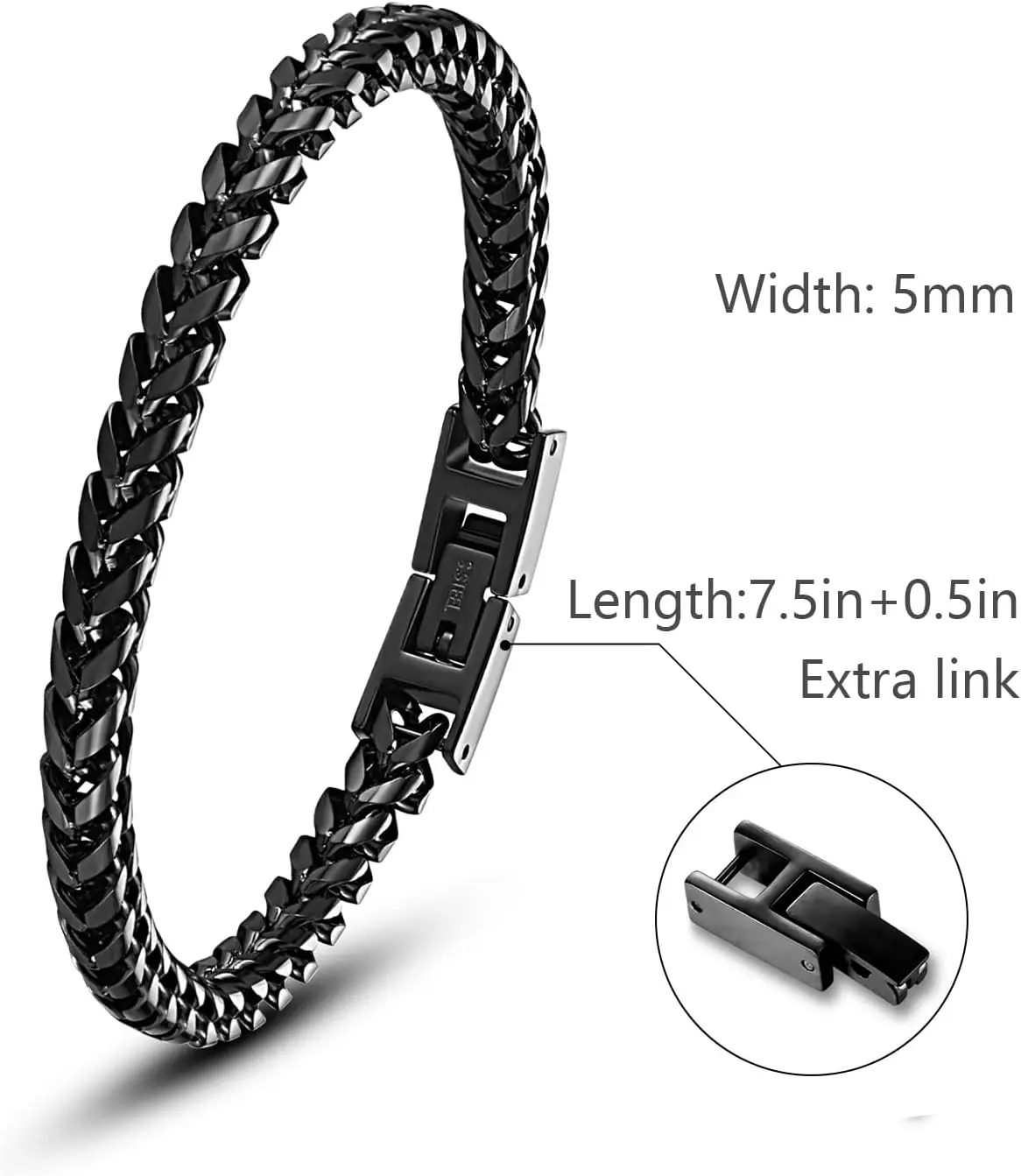 Mens Bracelet Stainless Steel Fold Over Clasp Franco Chain Bracelets for Men Jewelry Gifts for Dad Boyfriend Husband Son Brother