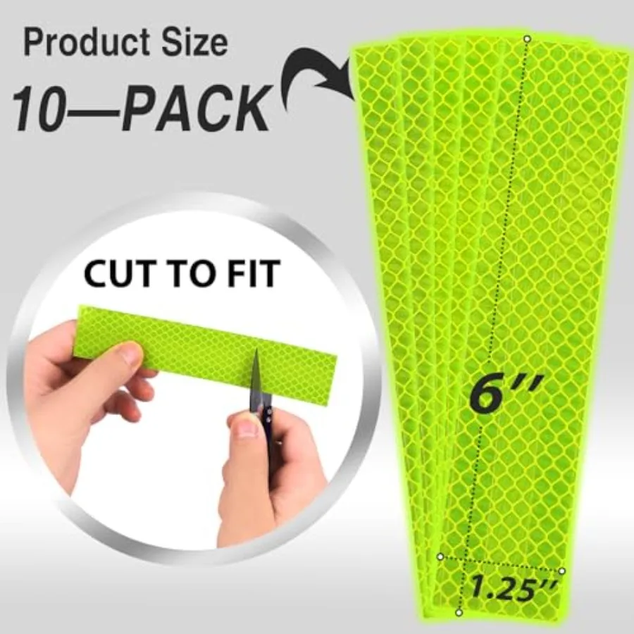 10PCS Reflective Stickers for Outdoor Safety Applications, PVC Material, Silver Color, High-Visibility Waterproof Reflective Ta