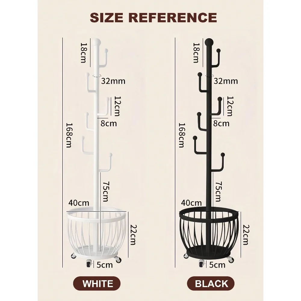 

Вешалка для одежды с корзиной для хранения, напольная вешалка для одежды, стойка-вешалка для шляп, шарфов, сумок, одежды, современная вешалка для одежды S