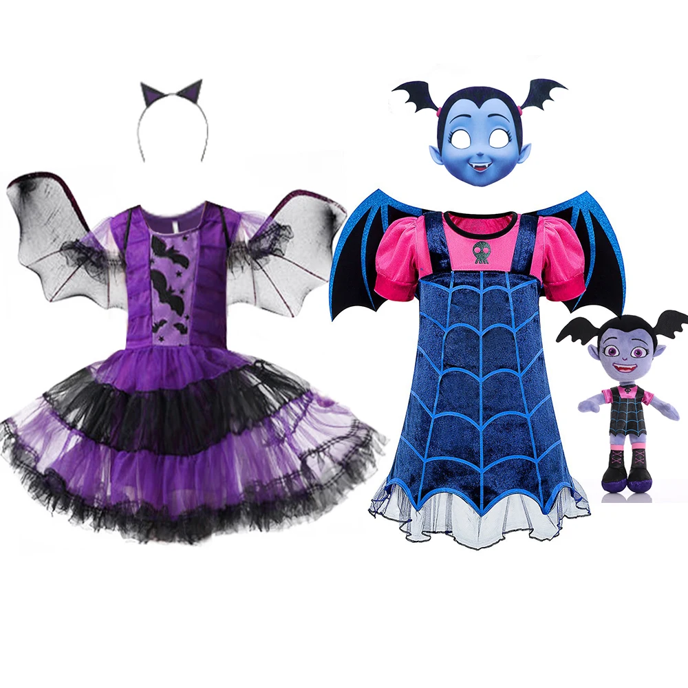Halloween Kostüm Mädchen Vampir Kinder Kleidung Tier Cosplay Kleid Mit Flügel Kopfbedeckung Hexe Rollenspiel Kleidung