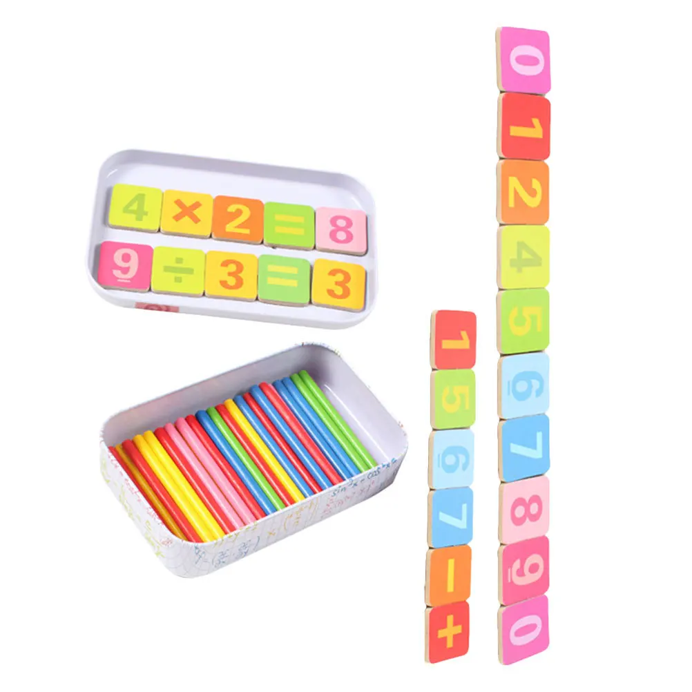 1 Juego de varillas de conteo educativas, palos de matemáticas de madera, varillas aritméticas coloridas, juegos de conteo de aprendizaje temprano de matemáticas, juguetes para niños