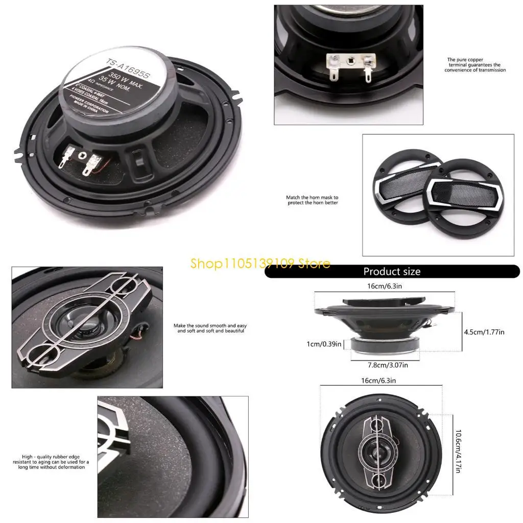 Car Speakers Rubber Vehicle Speakers Coaxial Car Speakers High Performances Speakers for Everyday Commutes & Road Trips