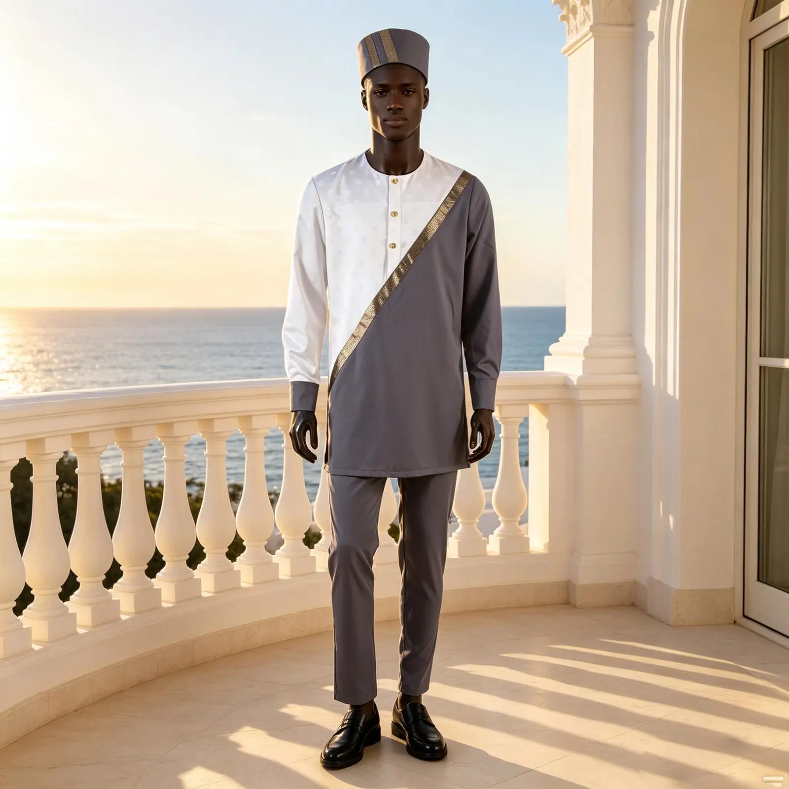 African Traditional Clothes for Men Embroidery Full Sleeve Shirts Pants and Hats 3 Pieces Set Dashiki Outfits Wedding 2516039