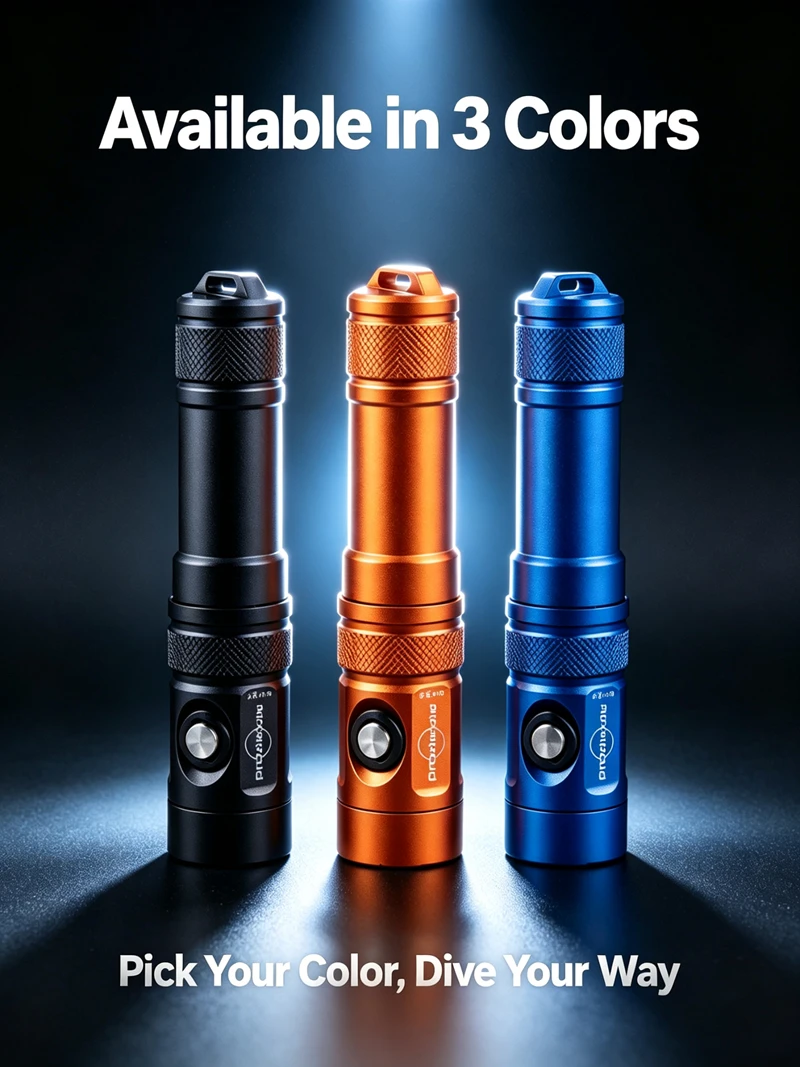 PROZHAOZHU DL-B50 2500LM Narrow Beam Dive Light IP68 100M USB-C Rechargeable Built-in 21700 Scuba Flashlight Night Cave Wreck