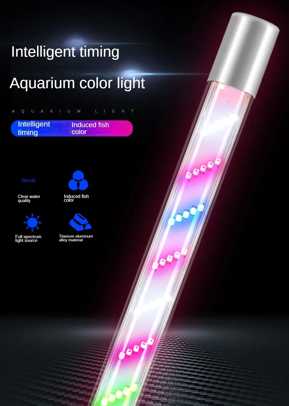 

LED Aquarium Light Strip, Arowana Fish Tank Light, 4 Timing Mode, Help Fish Color Grow, Enhance Water Plant Grow, 43-113cm, RGBW