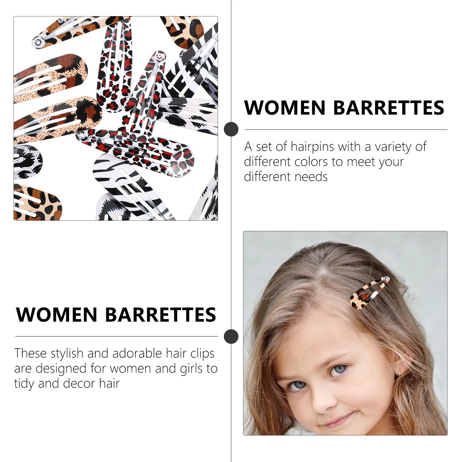 24Pcs Women Hairpin Leopard Print Snap Barrettes Hair Clips Stylish Side Clips Daily Party Hair Accessories Hairpin