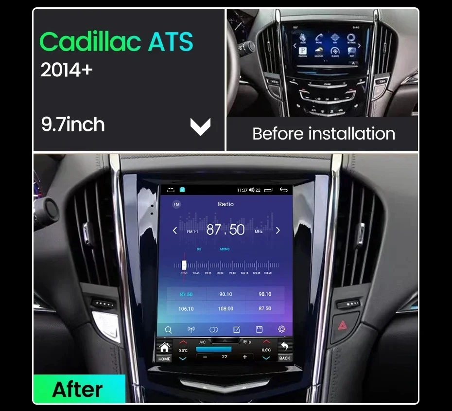 8+128GB Android 10.5 inch Tesla Screen AutoRadio For Cadillac Escalade ATS CTS SRX 2013-2018 Car Radio Carplay GPS Navi Stereo