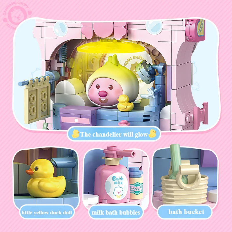 Miniso Fun Series Building Block Figuras, ornamentos de mesa, brinquedos educativos de montagem, desenhos animados fofos, presentes de aniversário infantil