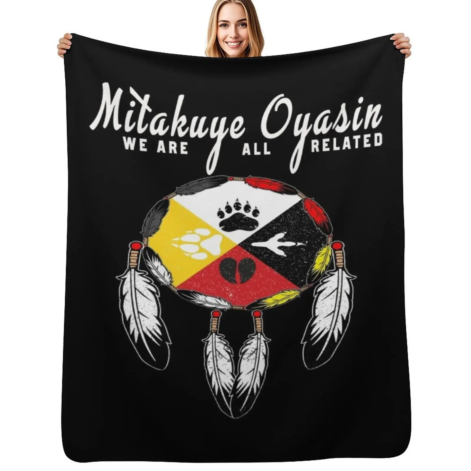 

Native American Medicine Wheel - Spirit Animal Paws mitakuye oyasin Throw Blanket Luxury Brand for sofa Cute Blankets