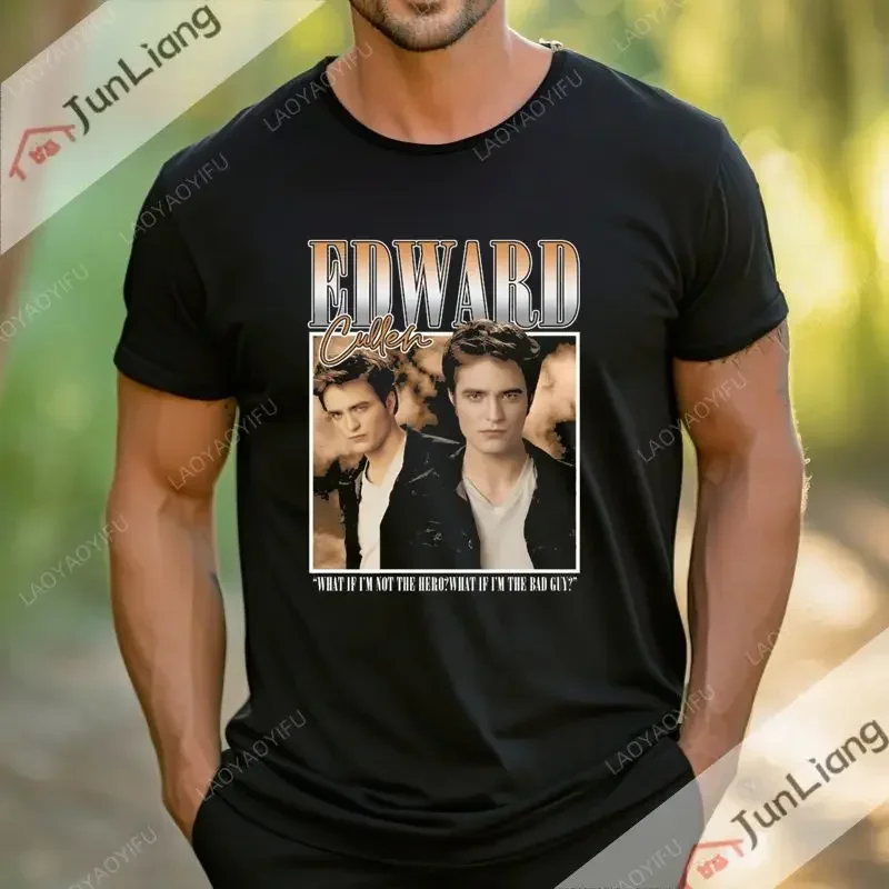 Edward Cullen Vintage 90 Tribute Twilight T-shirt Street Hip hop Top Unisex oversized short-sleeved clothing