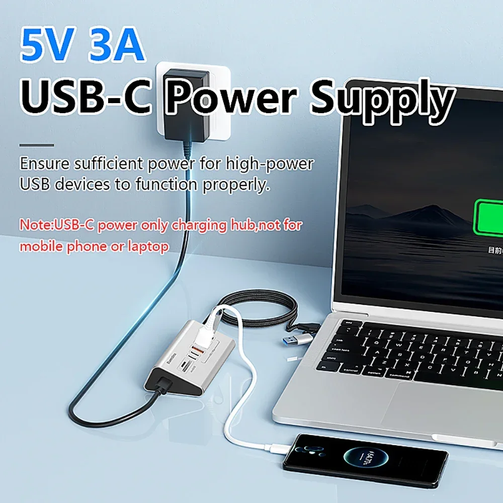 Hub USB 3.2 10Gbps Stacja Dokująca USB Rozgałęźnik Typu C z Czytnikiem Kart Stop Aluminium Wielofunkcyjny 8/9 Portowy Przełącznik do Komputera PC Laptopa — zdjęcie produktu 2