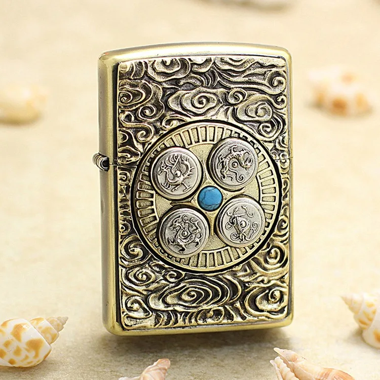 

Оригинальная зажигалка Zippo lucky compass, медная ветрозащитная сигаретная керосиновая зажигалка, подарок с кодом защиты от подделки