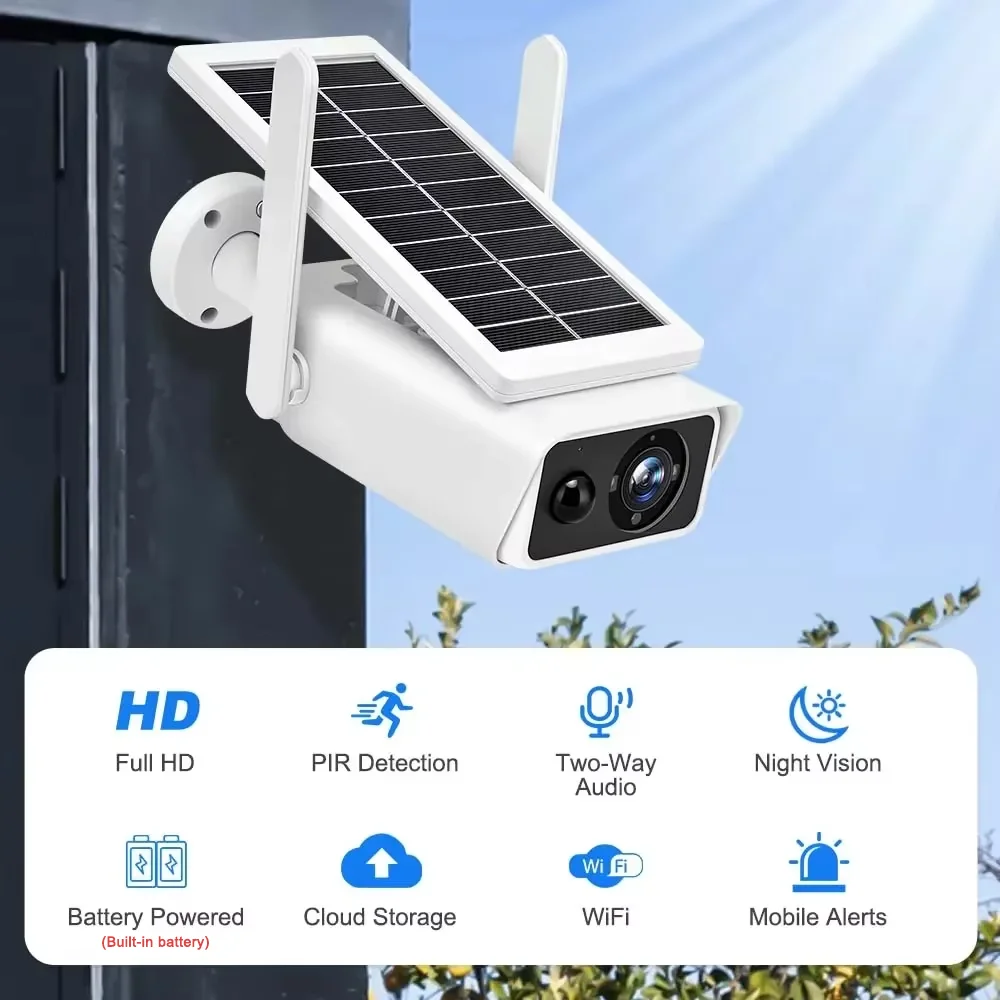 4MP Wifi Solar Camera Wireless Built Battery Power Outdoor 4K 8MP IP Camera IP66 PIR Video Surveillance Security Bullet Cameras