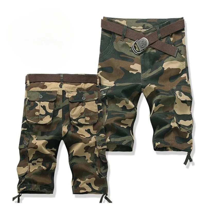 Mens Workwear Shorts Summer Baggy Multi Pocket Knee Length Shorts Lightweight Casual Street Style Versatile Daily Wear