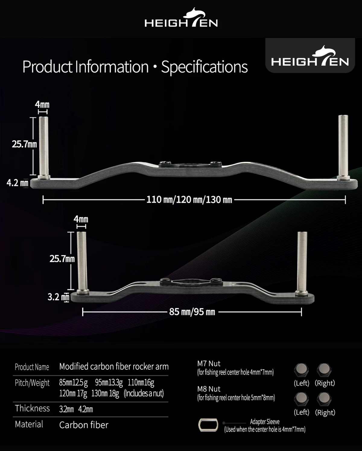 HEIGHTEN Baitcastingrolle Carbon Griff 110mm/120mm/130mm Ohne Knopf Für Shimano Daiwa Abu Köder Reel – Detail 8