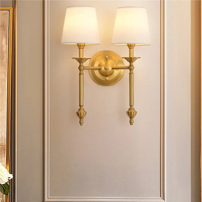 A59Z-Europe Vintage Iron For Bedroom Wall Lamps For Living Room Decoration Fabric Sconces Indoor Lights Applique B