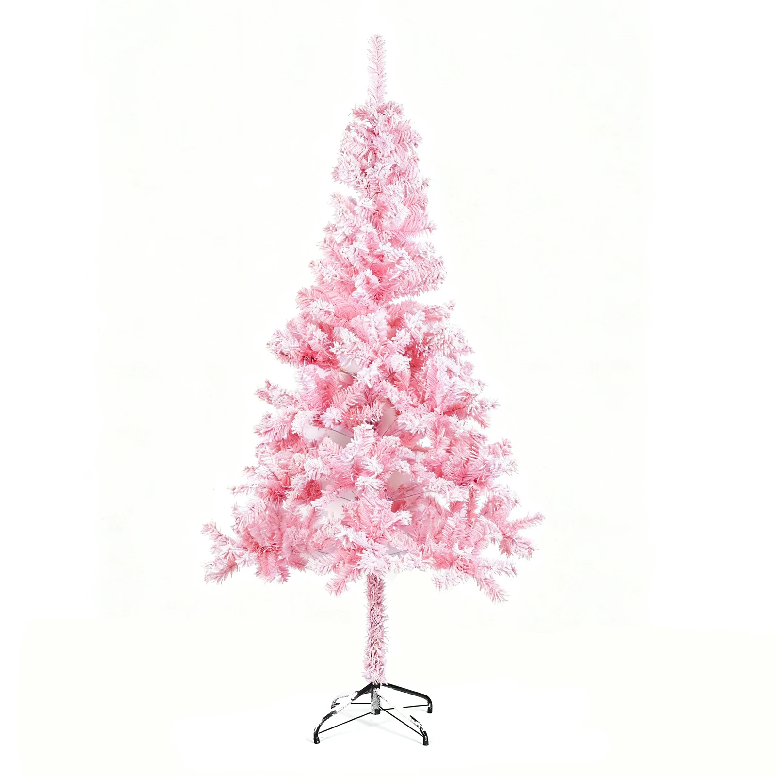 

180cm Flocked Christmas Tree with Metal Stand Realistic Spruce Christmas Tree Unlit Artificial Pine Tree for Indoor Outdoor