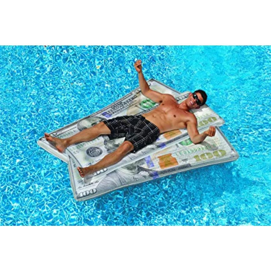 Inflatable Swimming Pool Float Lounger Raft Mattress for Outdoor Water Use, PVC Material, Grey, Extra-Thick Comfort Design