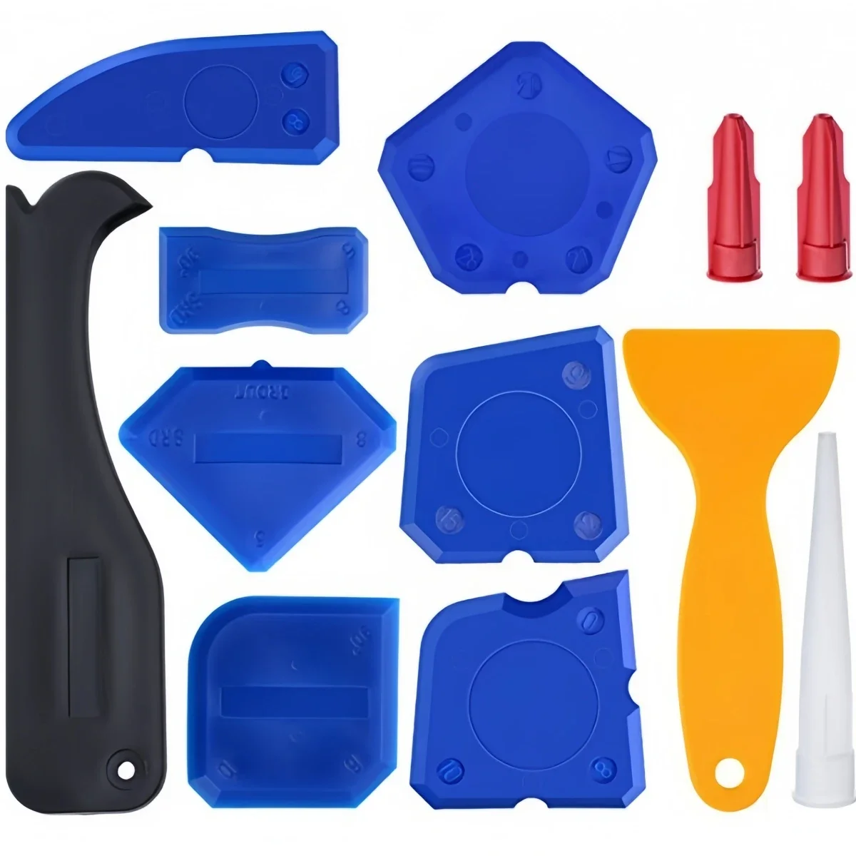 12-Piece Silicone Caulking Tool Set-Versatile,Easy Clean-up,&Professional Sealant Spreading Glass shovel glue sewing tool