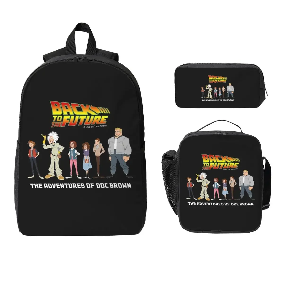 Retro Back To The Future Backpack Student Boy Girl BookBag School Bag Computer Shoulder Bags 3ps Insulated Lunch Bag Pencil Case