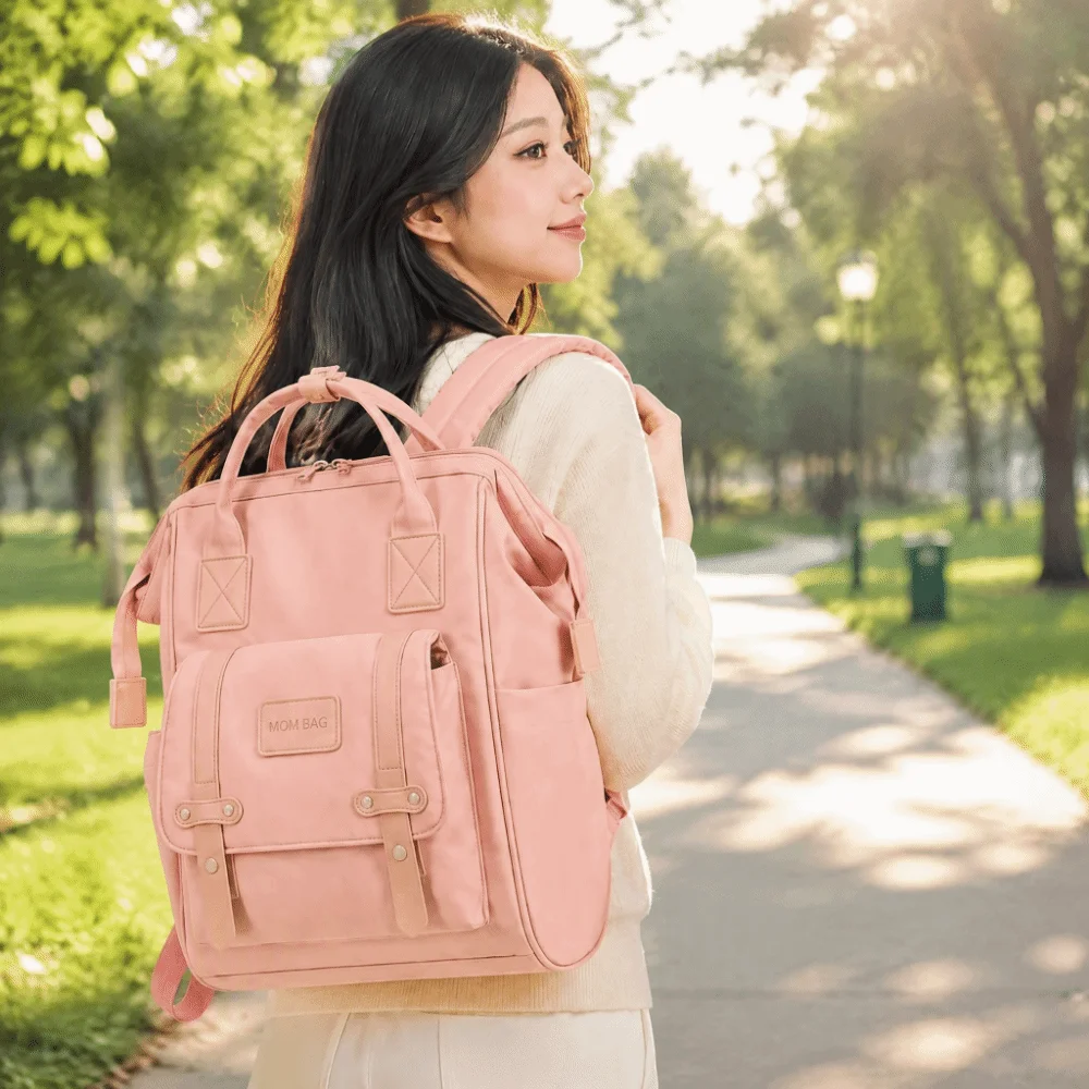 Practical Large Capacity Baby Diaper Bags Waterproof Multi-Compartment Mom Backpack Lightweight Schoolbag for Travel