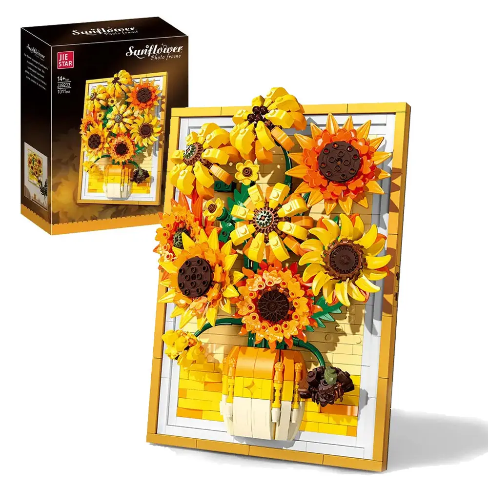 1011 pçs criativo van gogh girassol moldura de foto pintura blocos de construção arte montar tijolos brinquedo presente para crianças