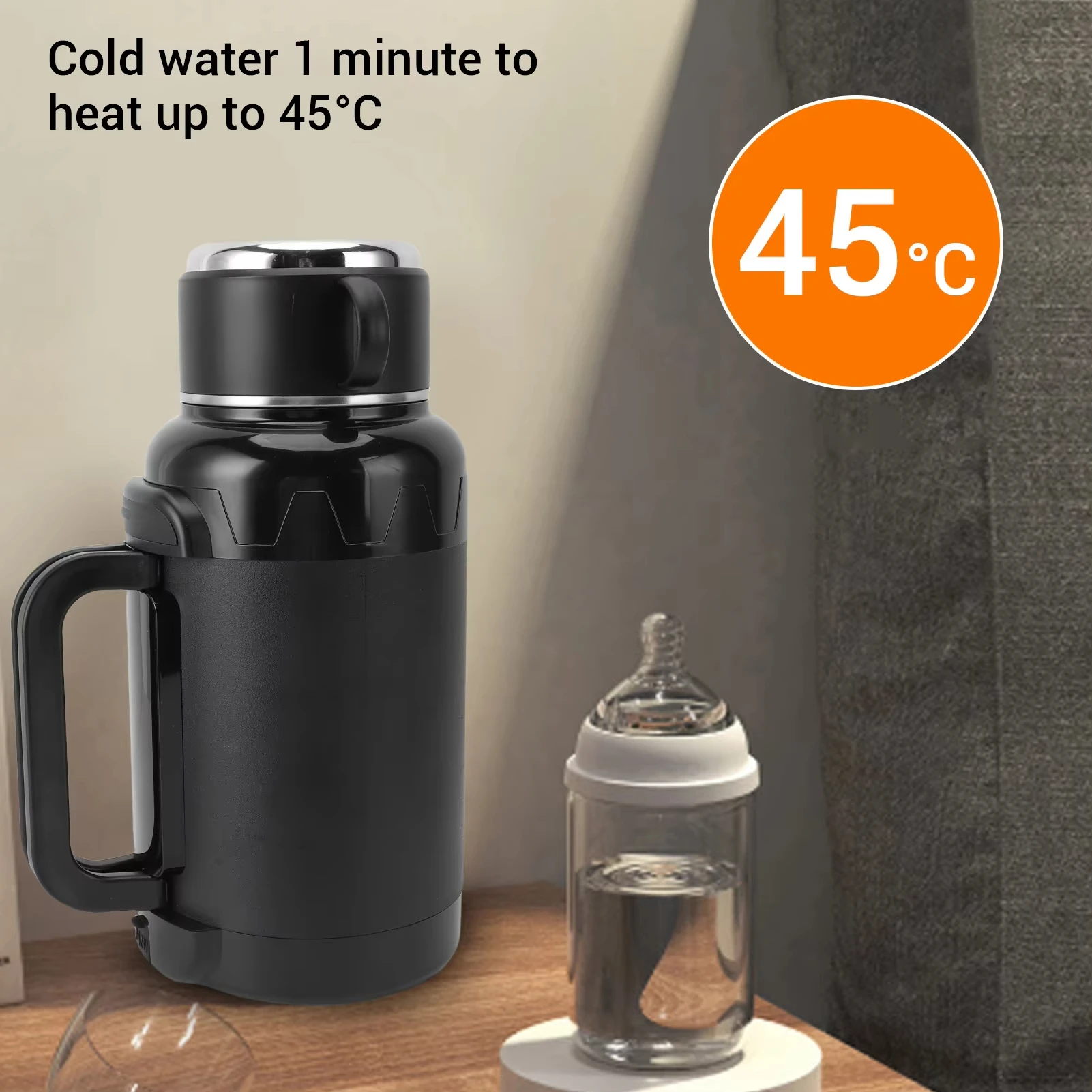 

Автомобильный электрический чайник 1500 мл, нагревательная чашка, защита от сухого ожогов, автомобильный бойлер для горячей воды, складная ручка, грузовик 12 В-24 В