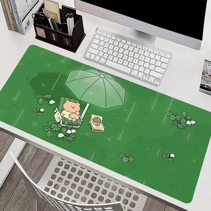 Cartoon Squirrel Mouse Pad Professional Gamer Keyboard Mat kawaii Computer desk mat Healing Mouse Pad Edge White Gaming Mousepad