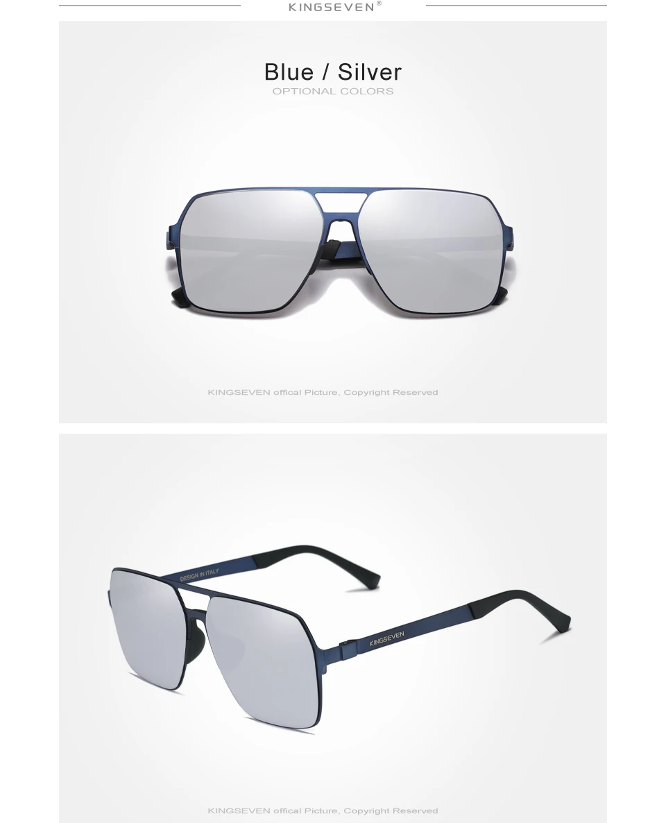 KINGSEVEN 2023 Neue polarisierte Sonnenbrille für Herren, ultradünne Bügel, Piloten-Sonnenbrille für Herren, UV400, Retro-Brille – Detail 5