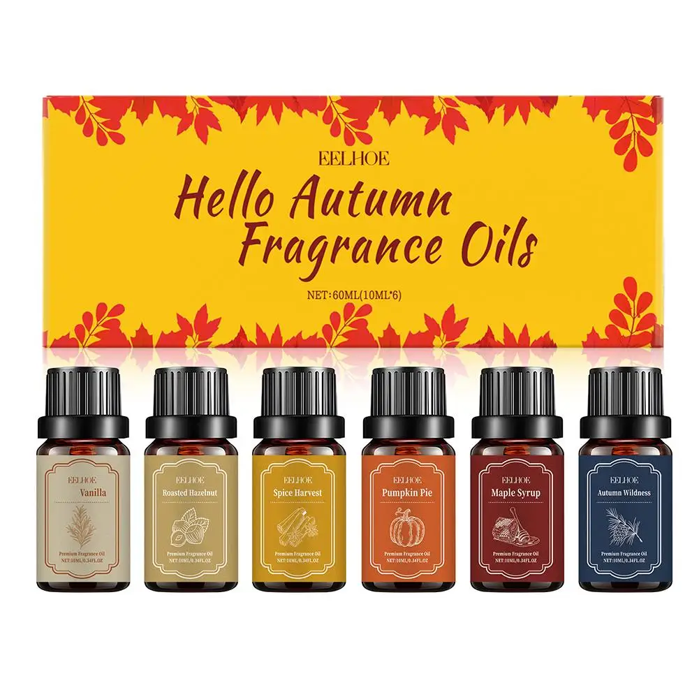 Conjunto de óleos essenciais de aromaterapia, 10ml * 6 peças, para difusor de aromaterapia, cria atmosfera doméstica confortável, aromas à base de plantas