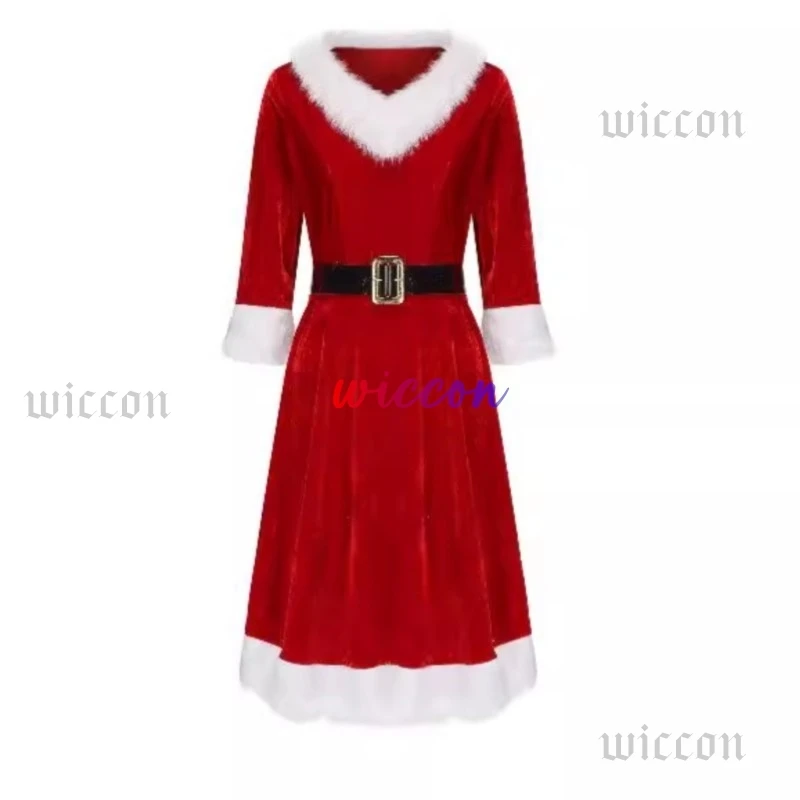 Christmas Velvet Christmas Dress Santa Claus Christmas Costume Xmas Party Santa Claus Socks Cosplay Dress Belt Suit Costume