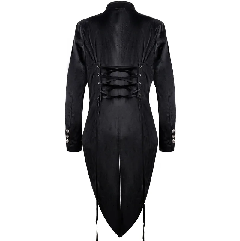 Vestido gótico de Halloween para hombres y mujeres, traje Steampunk Medieval, traje de Cosplay, cuello alto de terciopelo, abrigo de cola, chaqueta de escenario de vampiro, ropa