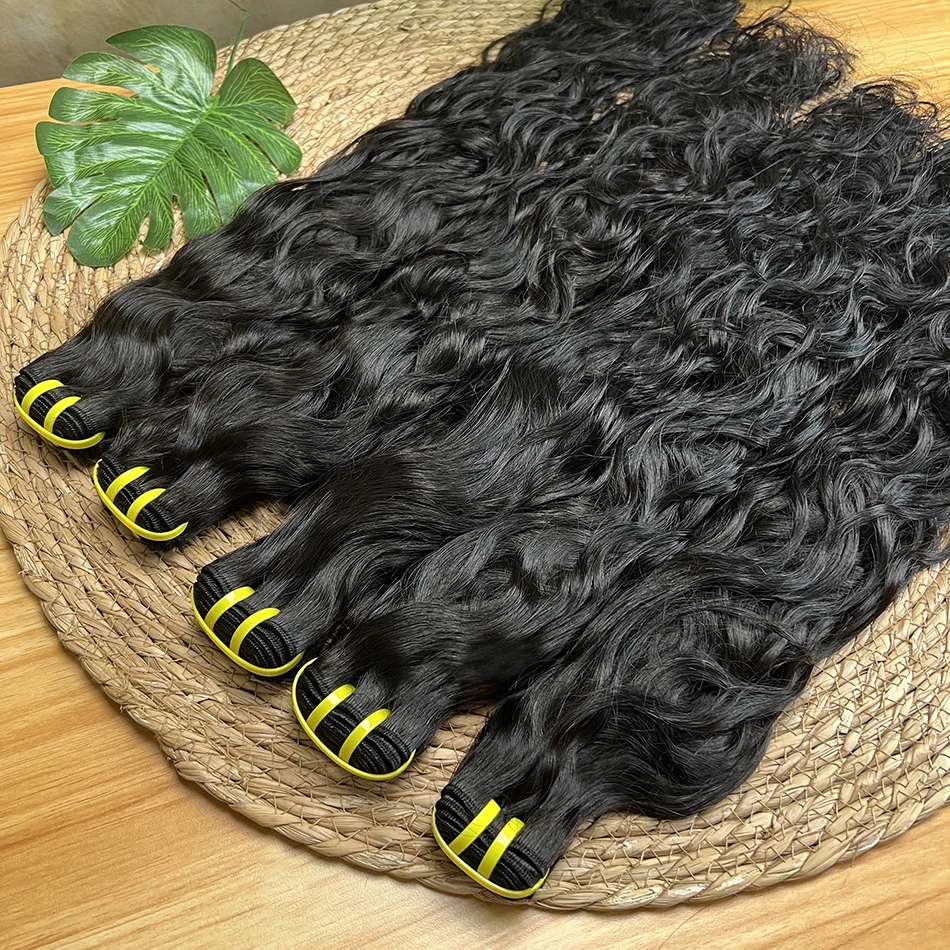 Natural Wave Human Hair Bundles Vietnamese Wavy #1B Natural Black Color Double Weft 100% Raw Virgin Human Hair Weave Extensions