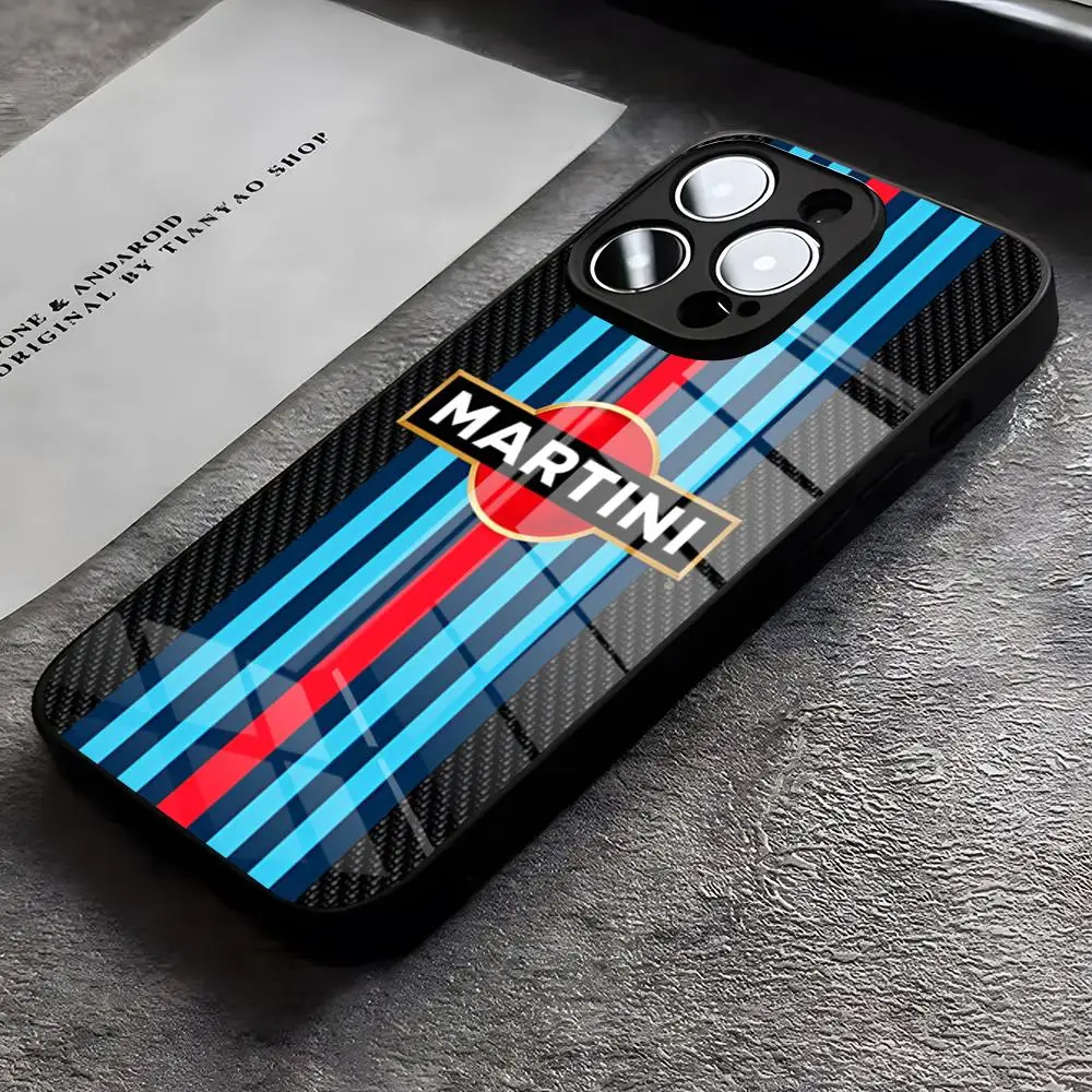Racing M-Martini Logo Handyhülle für IPhone 17 Pro Max 16 15 14 Pro Max 13 11 X Xs Xr 8 7Plus Glasabdeckung