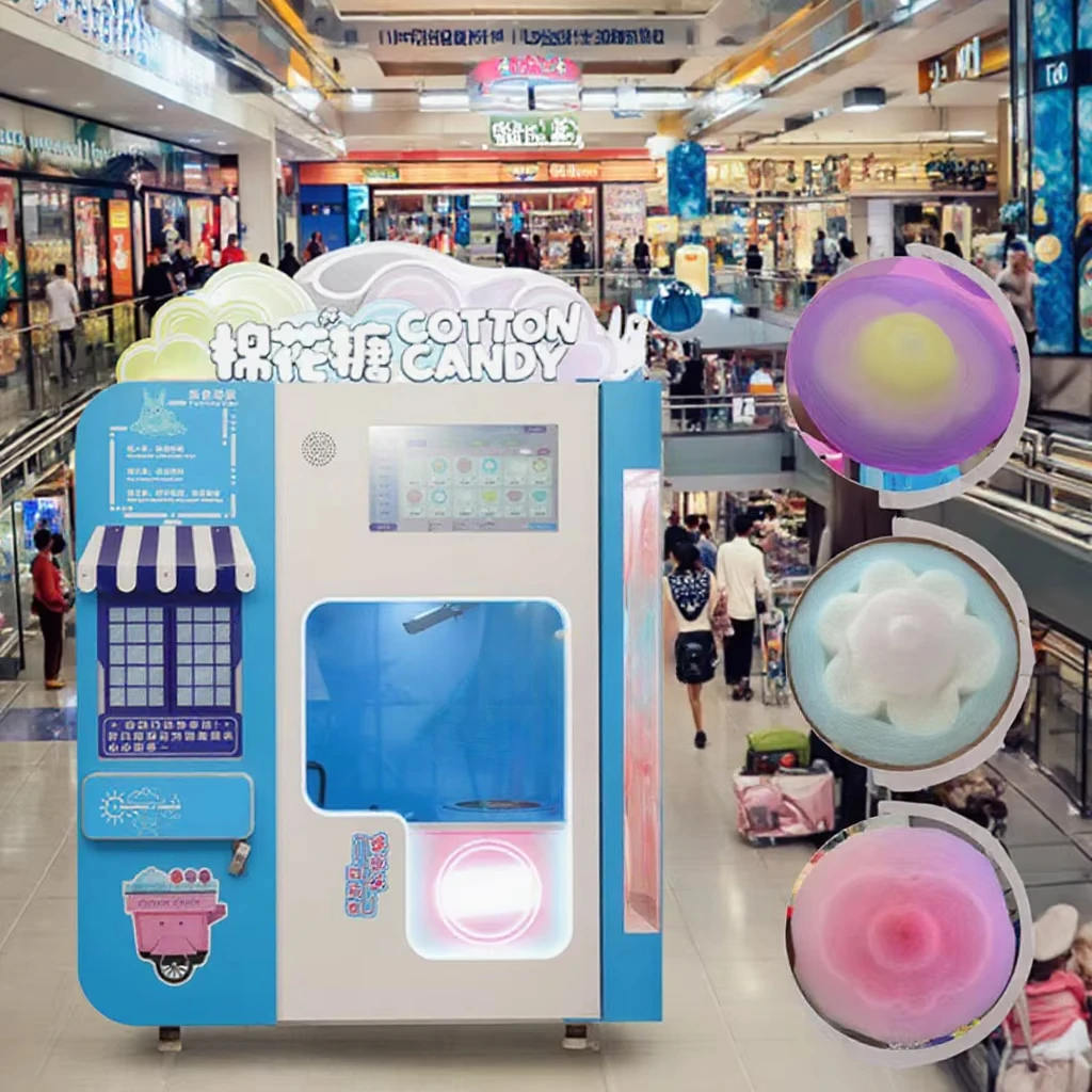 Máquina de Venda Automática de Algodão Doce Personalizada Profissional Comercial Totalmente Automatizada com Tela Sensível ao Toque Inteligente