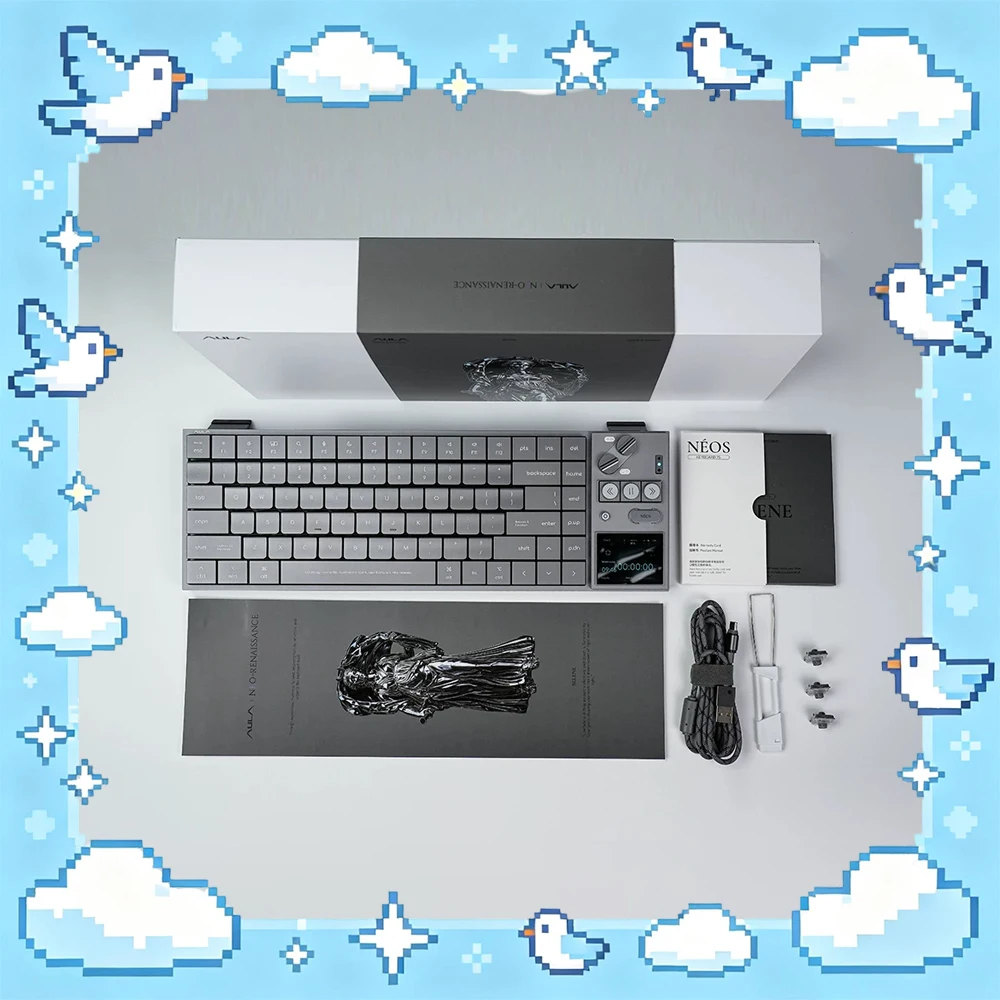 AULA NEOS75 Low Profile Mechanical Keyboard Tri-Mode Wireless Aluminum Alloy Keyboard with Display Screen Knob for Mac/Windows