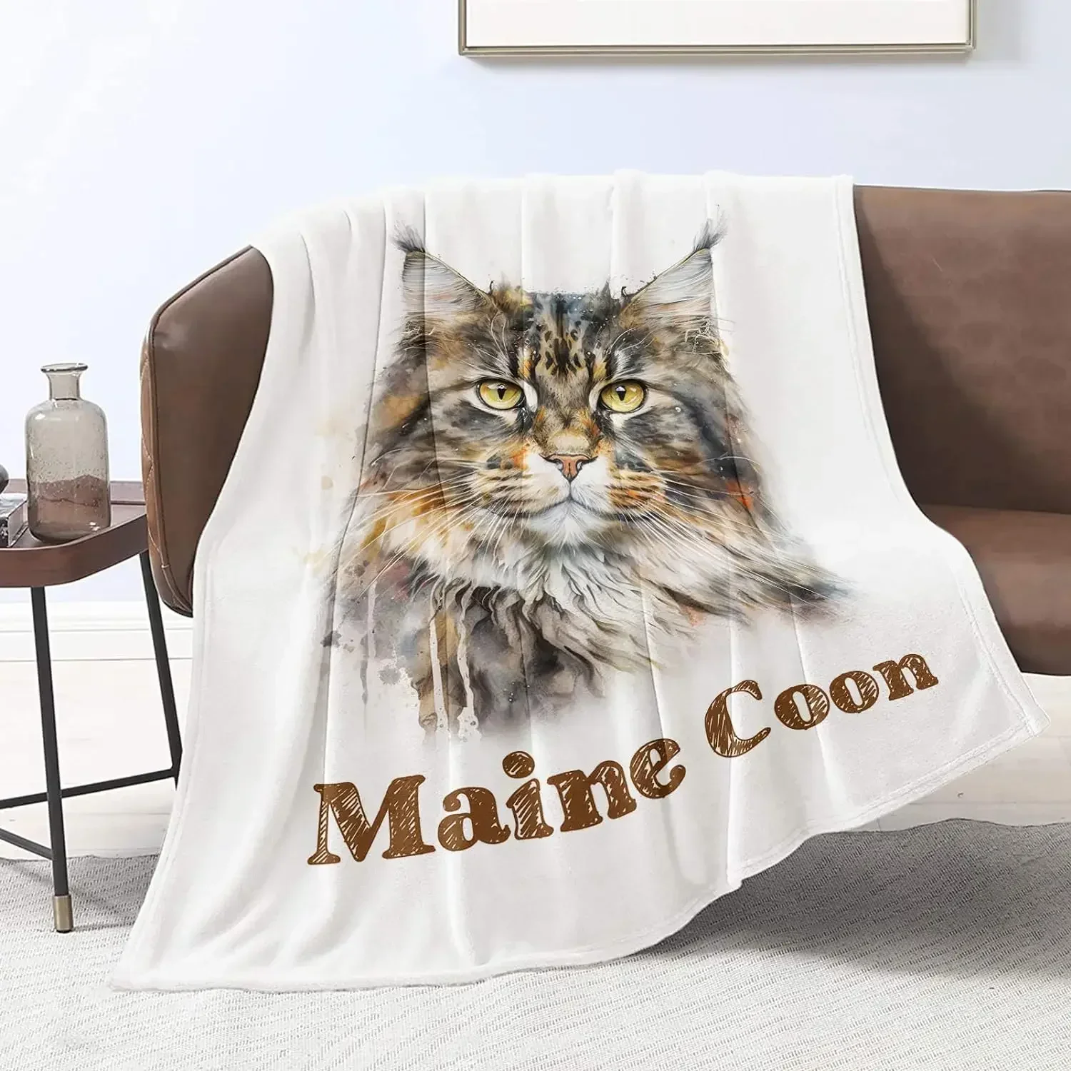 Domgoge Maine Coon Cat Blanket for Boys and Girls, Lightweight Flannel Fleece Blanket for All Seasons throw blanket