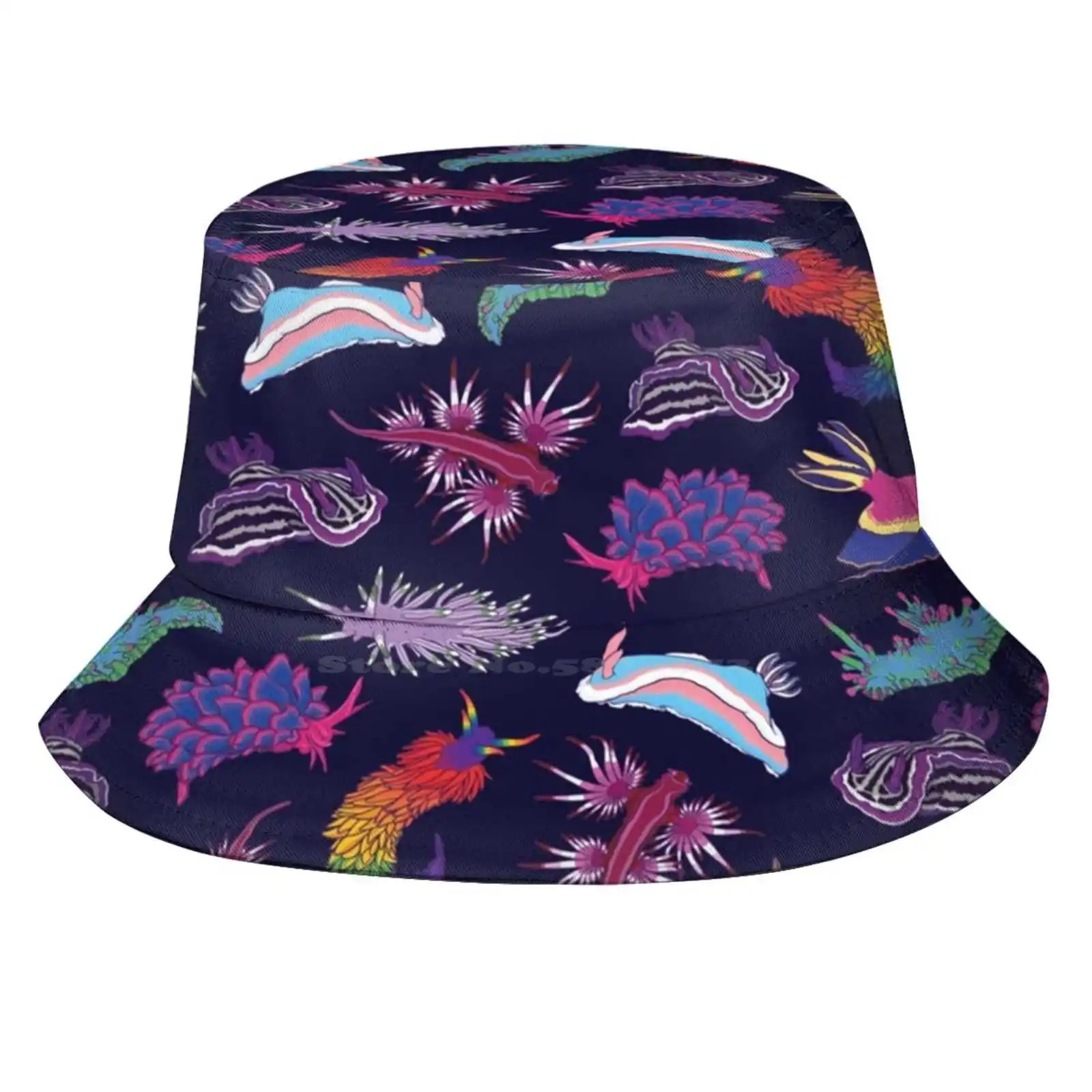 Nudi Lgbtq-Ties Sun Cap Fisherman Hat Bucket Hats Lgbtq Gay Lesbian Bisexual Queer Pride Nudibranchs Sea Slugs Aquatic Beach