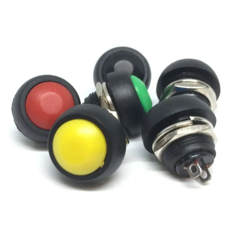AAAE 10Pcs 2Pin Mini Switch 12Mm 1A Waterproof Switch PBS-33B 12V Momentary Push Button Switch Reset Non-Locking PBS-33B