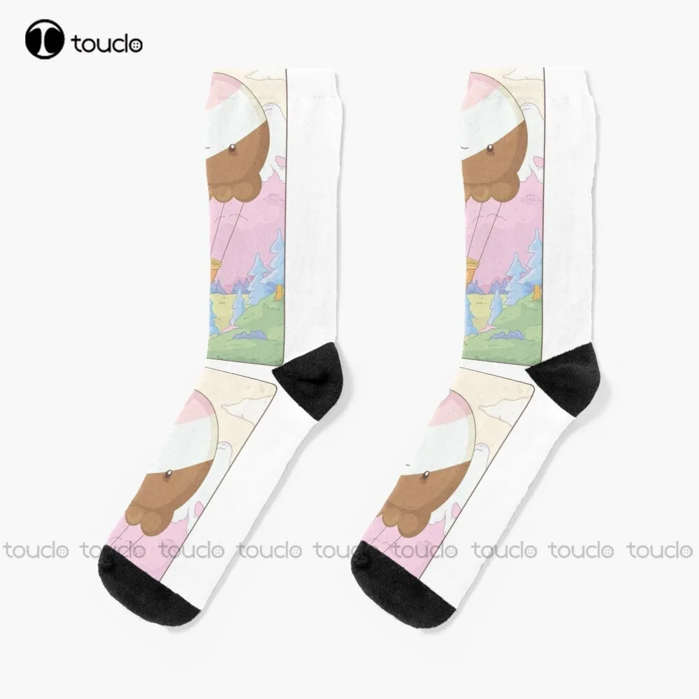 Hot Air Balloon Funny Joke Socks Long Black Socks High Quality Cute Elegant Lovely Kawaii Cartoon Sweet Cotton Sock New Popular