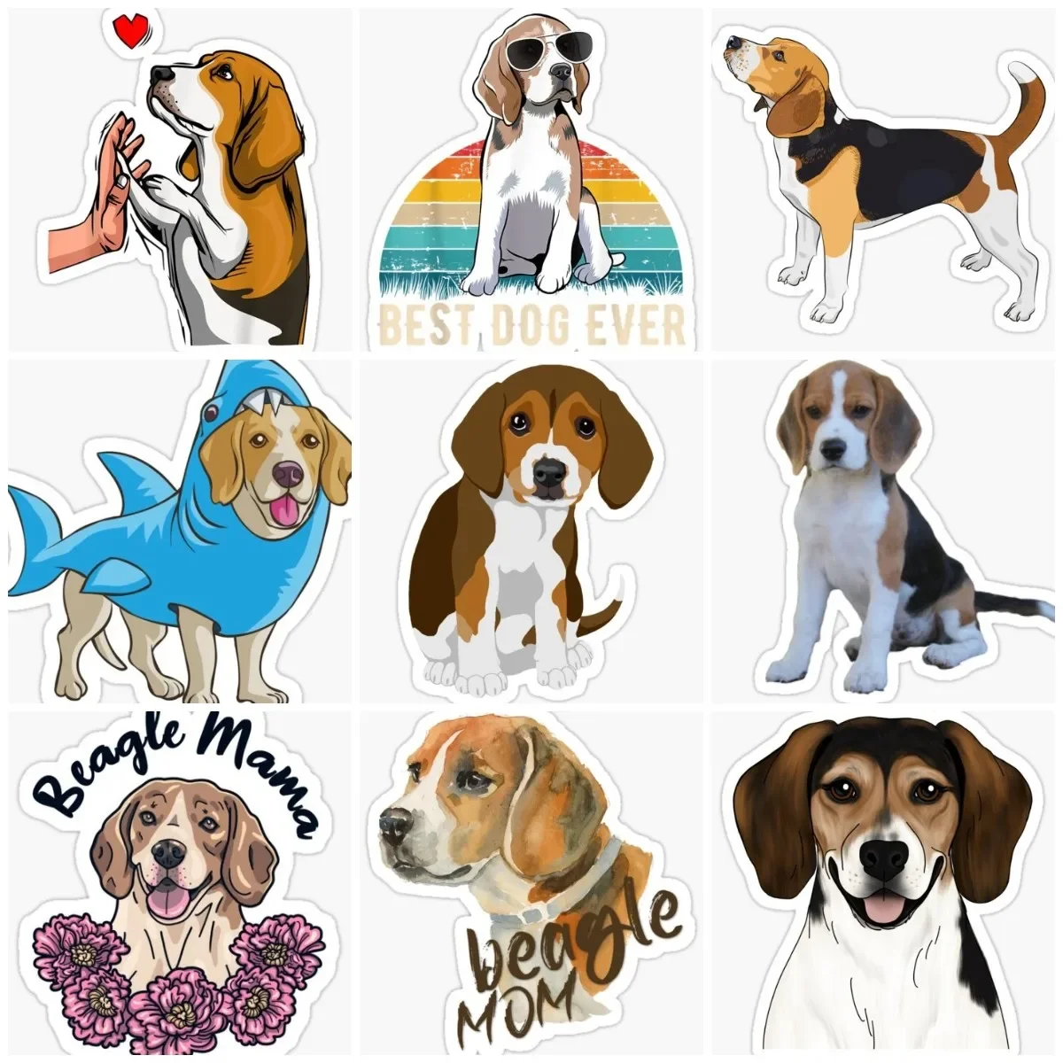 

Beagle Dog Pets Catoon Creative Sticker Bicycle Helmet Motorcycle Accessories Laptop Wall Car Door Room Decal Waterproof Decal