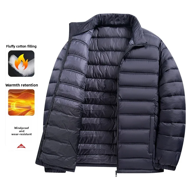 

Stand Collar Lightweight Versatile Puffer Jackets Mens Quilted Jackets Water Resistant Ripstop Down Insulated Windbreaker Coats