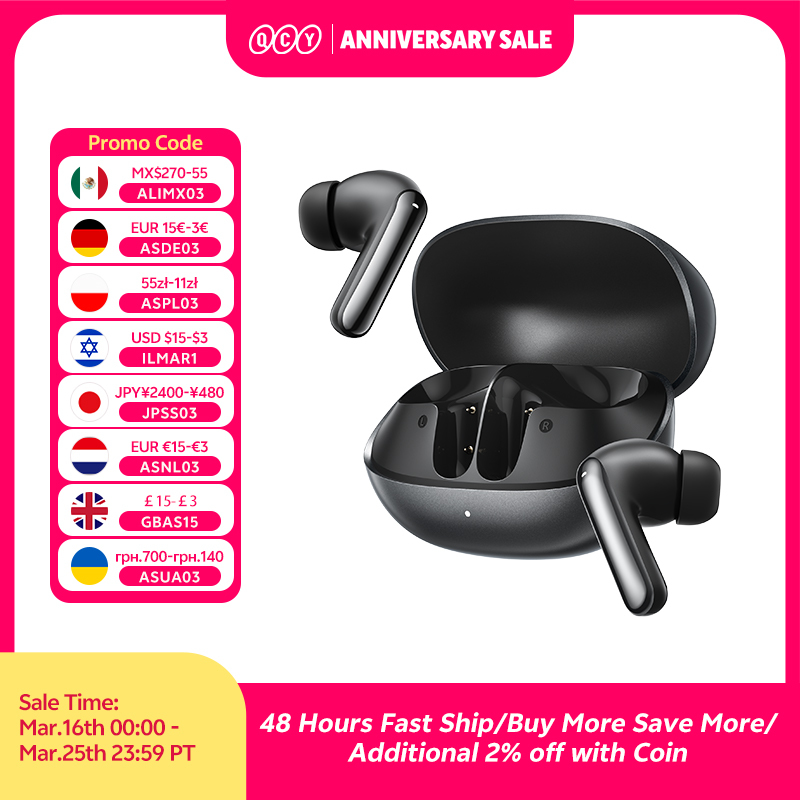  QCY Melobuds N20 BH25HT20A Wireless Bluetooth 6.0 Earphone -50dB Adaptive ANC 13mm Drivers Headsets 6 Mics HD Calls Earbud 40Hrs 