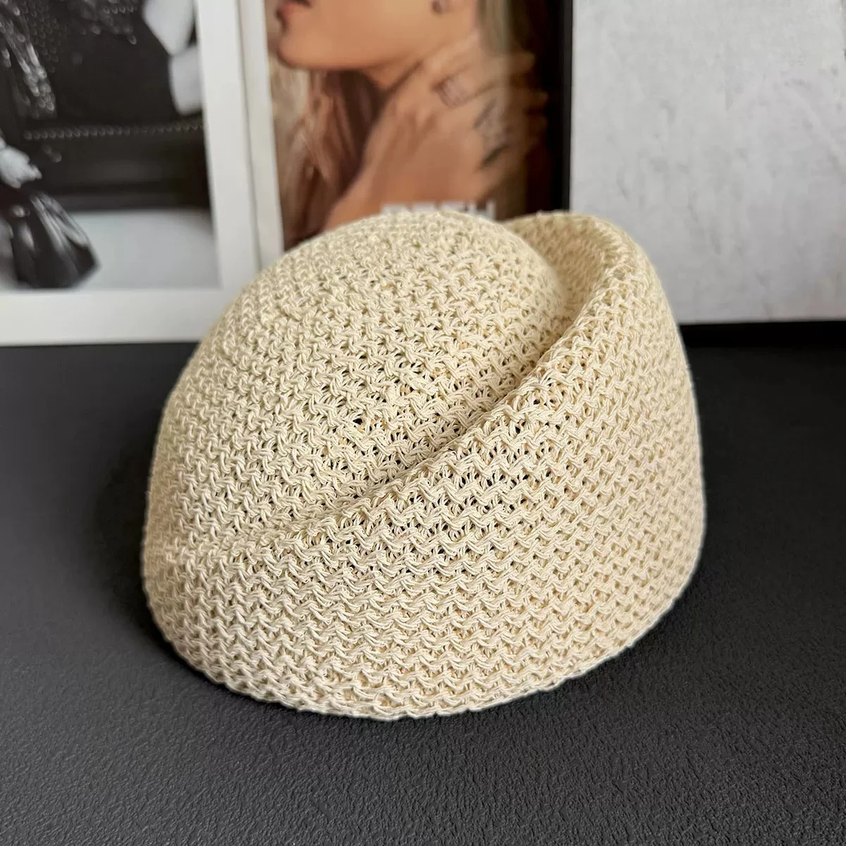 Koreanische Vintage Sommer Designer Entenschnabel-Hüte für Frauen Britische Retro Medizinbox-Hüte Gestrickte Atmungsaktive Formbare Baskenmützen – Detail 5