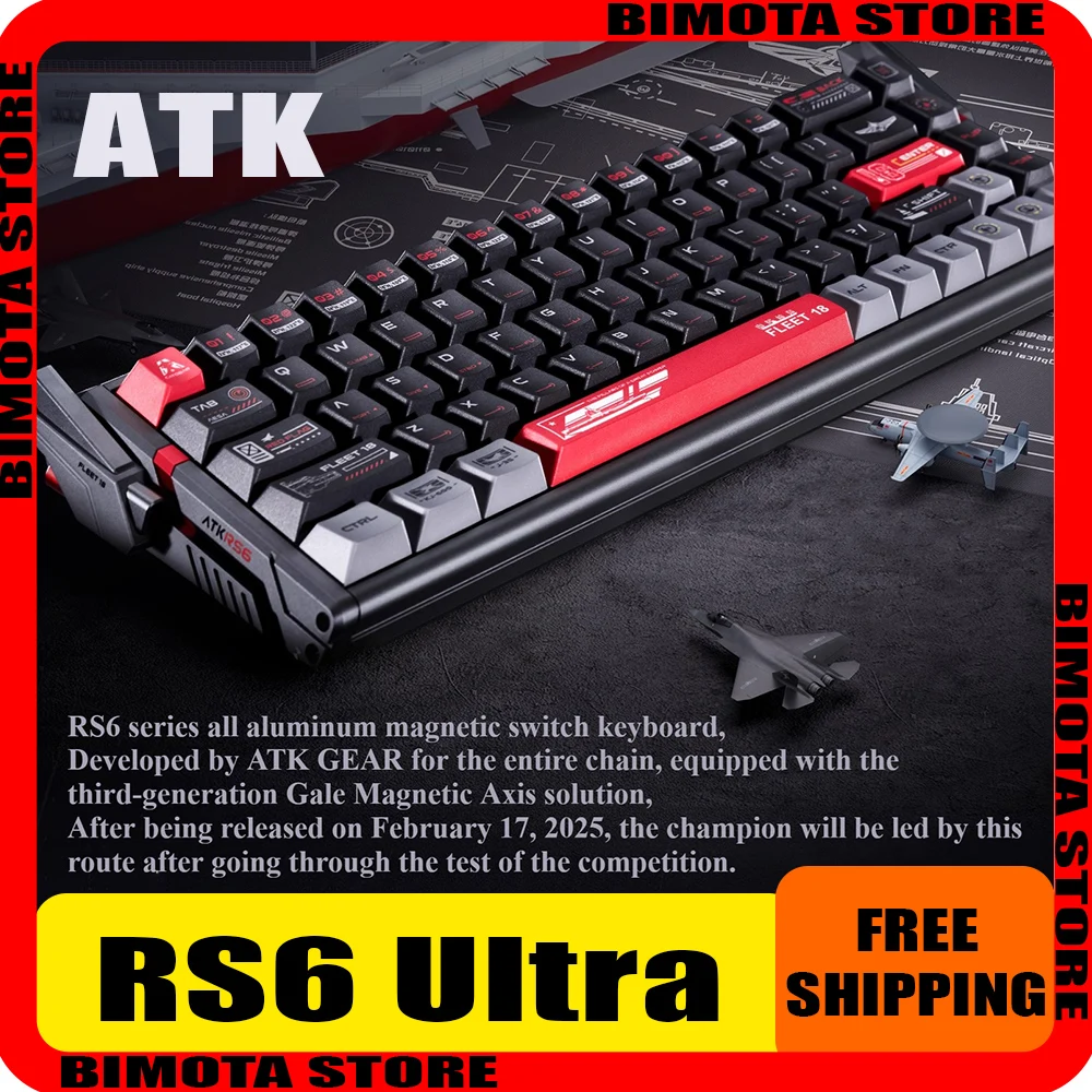 

Клавиатура с магнитным переключателем ATK RS6ultra для игр и киберспорта, проводная, полностью алюминиевая, 0,005 мм, быстрый триггер, сверхточная клавиатура 8K