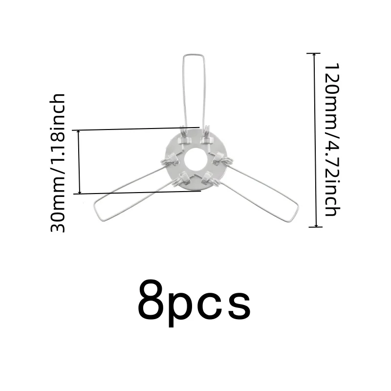 8 pcs-Fork Stable Design 120mm 3-Fork Lamp Spring Clips, great for Home Lighting Installation, Universal Lamp Fit